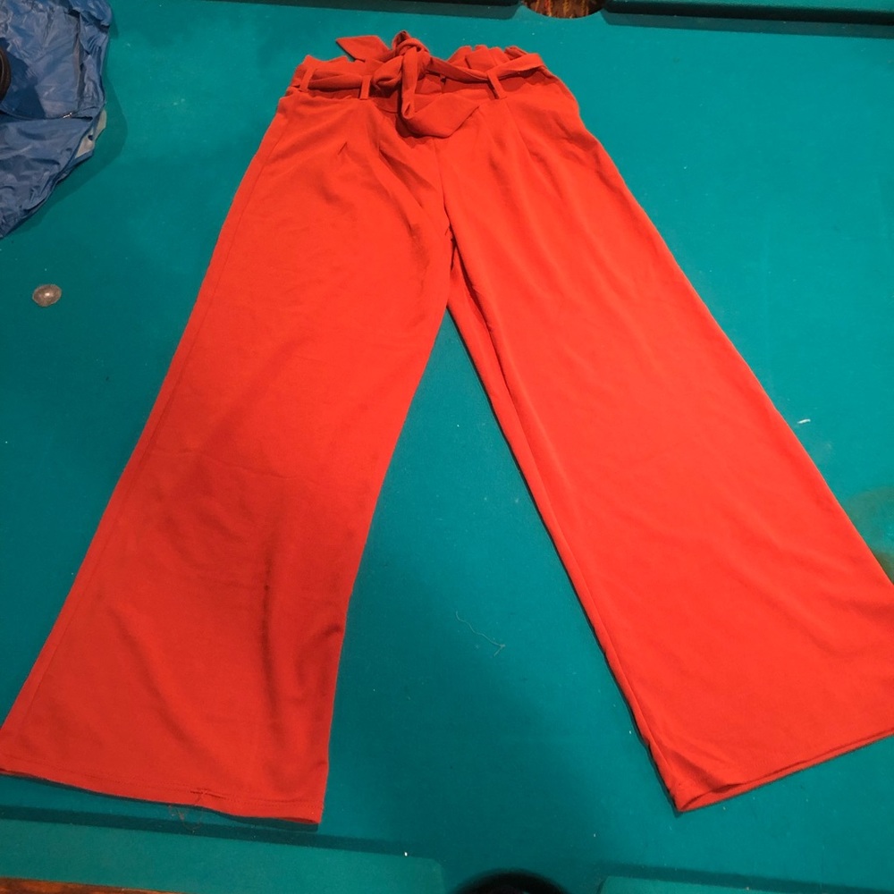 Front tie wide leg pants